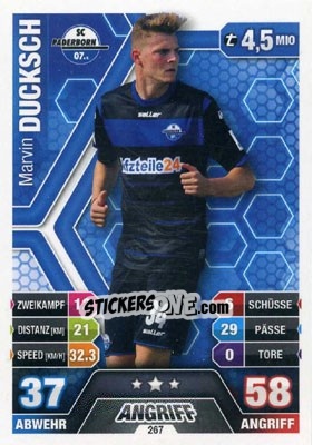 Sticker Marvin Ducksch - German Fussball Bundesliga 2014-2015. Match Attax n. 267 - Topps
