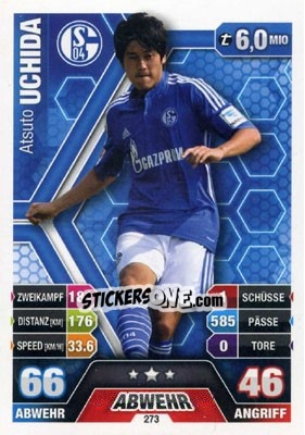 Sticker Atsuto Uchida - German Fussball Bundesliga 2014-2015. Match Attax n. 273 - Topps