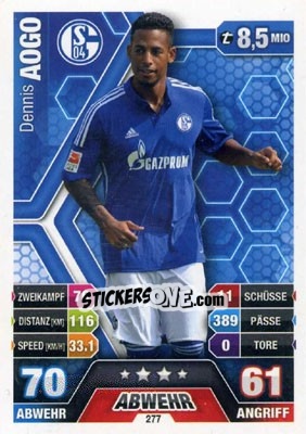 Sticker Dennis Aogo - German Fussball Bundesliga 2014-2015. Match Attax - Topps