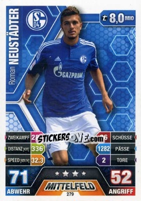 Sticker Roman Neustädter - German Fussball Bundesliga 2014-2015. Match Attax n. 279 - Topps