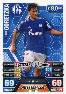 Sticker Leon Goretzka - German Fussball Bundesliga 2014-2015. Match Attax n. 280 - Topps