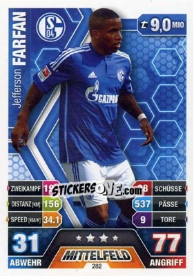 Sticker Jefferson Farfán - German Fussball Bundesliga 2014-2015. Match Attax n. 282 - Topps
