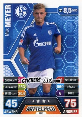 Sticker Max Meyer - German Fussball Bundesliga 2014-2015. Match Attax n. 285 - Topps