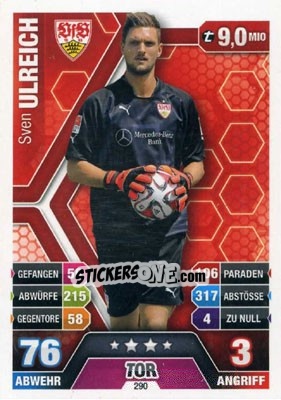 Sticker Sven Ulreich - German Fussball Bundesliga 2014-2015. Match Attax n. 290 - Topps