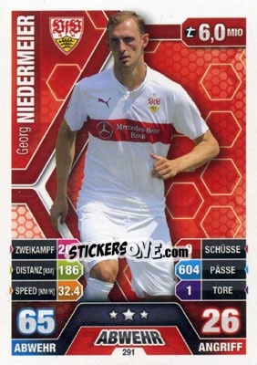 Sticker Georg Niedermeier - German Fussball Bundesliga 2014-2015. Match Attax - Topps