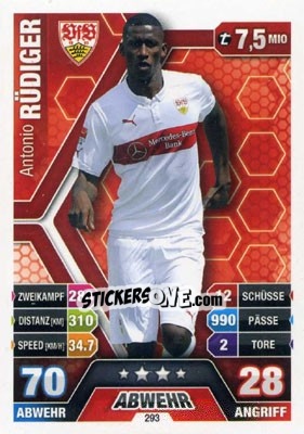 Sticker Antonio Rüdiger - German Fussball Bundesliga 2014-2015. Match Attax n. 293 - Topps