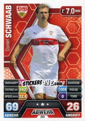 Sticker Daniel Schwaab - German Fussball Bundesliga 2014-2015. Match Attax n. 295 - Topps