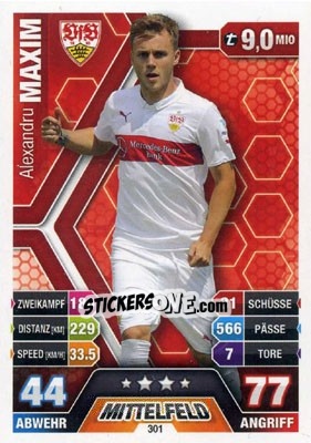 Sticker Alexandru Maxim - German Fussball Bundesliga 2014-2015. Match Attax - Topps