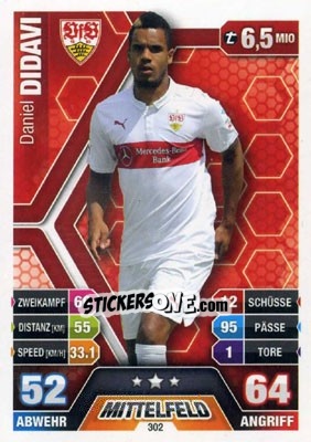 Sticker Daniel Didavi - German Fussball Bundesliga 2014-2015. Match Attax n. 302 - Topps