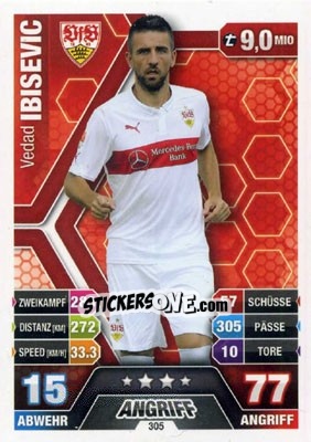 Sticker Vedad Ibiševic - German Fussball Bundesliga 2014-2015. Match Attax n. 305 - Topps