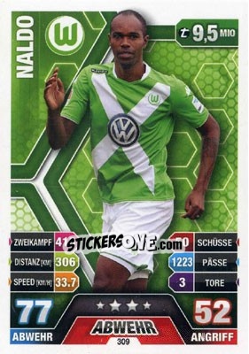 Sticker Naldo - German Fussball Bundesliga 2014-2015. Match Attax n. 309 - Topps