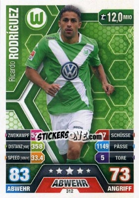 Sticker Ricardo Rodríguez - German Fussball Bundesliga 2014-2015. Match Attax n. 312 - Topps