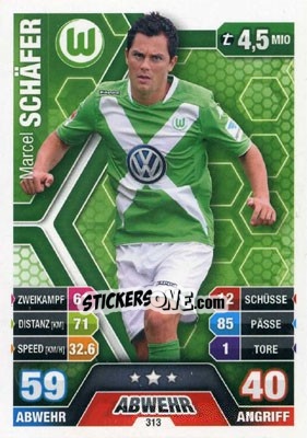 Sticker Marcel Schäfer - German Fussball Bundesliga 2014-2015. Match Attax n. 313 - Topps