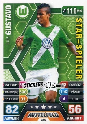 Sticker Luiz Gustavo - German Fussball Bundesliga 2014-2015. Match Attax - Topps