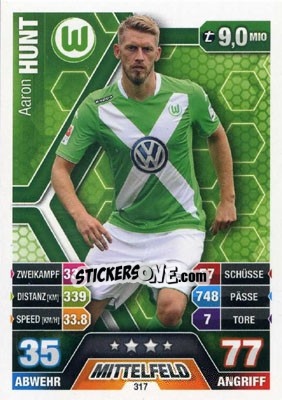 Sticker Aaron Hunt - German Fussball Bundesliga 2014-2015. Match Attax - Topps