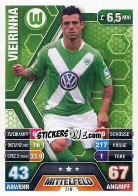 Figurina Vieirinha - German Fussball Bundesliga 2014-2015. Match Attax - Topps