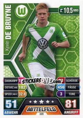 Sticker Kevin De Bruyne - German Fussball Bundesliga 2014-2015. Match Attax n. 320 - Topps