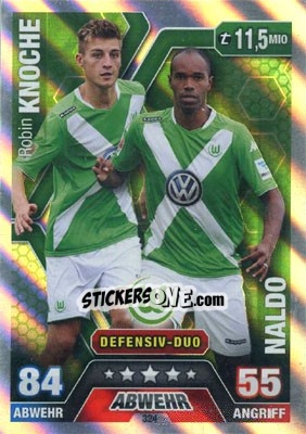 Sticker Robin Knoche / Naldo - German Fussball Bundesliga 2014-2015. Match Attax n. 324 - Topps