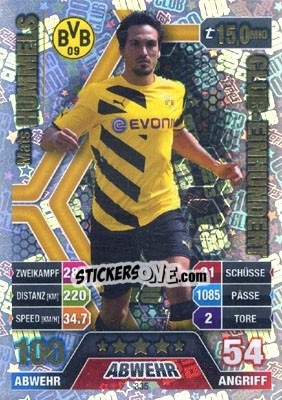 Sticker Mats Hummels - German Fussball Bundesliga 2014-2015. Match Attax n. 335 - Topps