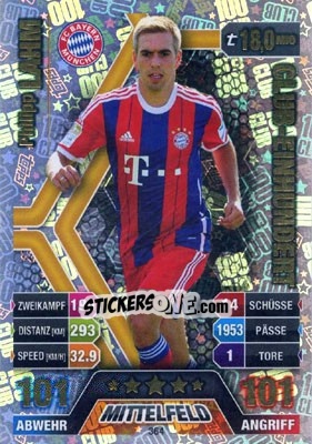 Sticker Philipp Lahm - German Fussball Bundesliga 2014-2015. Match Attax n. 364 - Topps