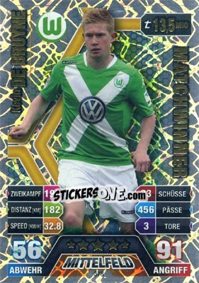 Sticker Kevin De Bruyne - German Fussball Bundesliga 2014-2015. Match Attax n. 378 - Topps