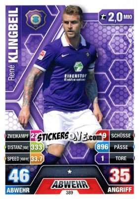 Cromo René Klingbeil - German Fussball Bundesliga 2014-2015. Match Attax - Topps