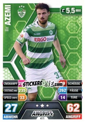 Sticker Ilir Azemi - German Fussball Bundesliga 2014-2015. Match Attax - Topps