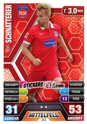 Sticker Marc Schnatterer - German Fussball Bundesliga 2014-2015. Match Attax - Topps