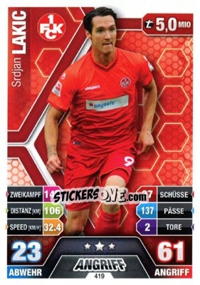 Figurina Srdjan Lakic - German Fussball Bundesliga 2014-2015. Match Attax - Topps