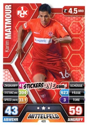 Sticker Karim Matmour - German Fussball Bundesliga 2014-2015. Match Attax - Topps