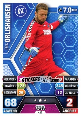 Figurina Dirk Orlishausen - German Fussball Bundesliga 2014-2015. Match Attax - Topps