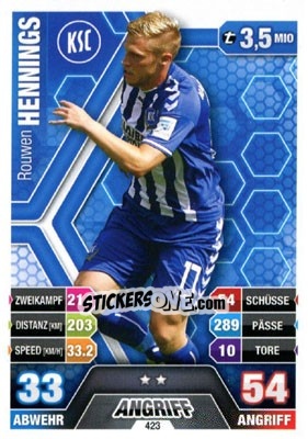 Sticker Rouwen Hennings - German Fussball Bundesliga 2014-2015. Match Attax - Topps