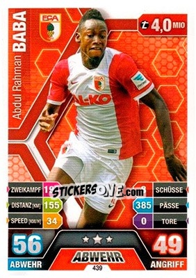 Sticker Abdul Rahman Baba - German Fussball Bundesliga 2014-2015. Match Attax n. 439 - Topps