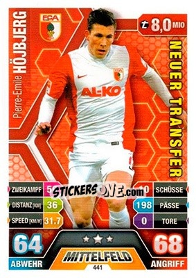 Sticker Pierre-Emile Höjbjerg - German Fussball Bundesliga 2014-2015. Match Attax n. 441 - Topps