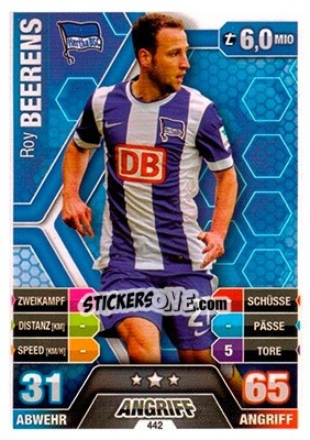 Sticker Roy Beerens - German Fussball Bundesliga 2014-2015. Match Attax - Topps