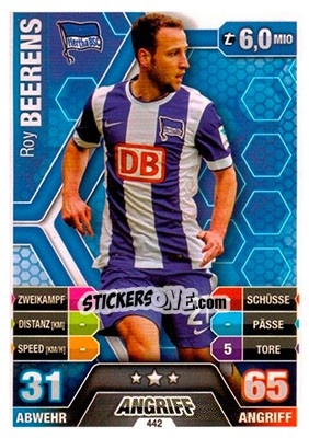 Cromo Roy Beerens - German Fussball Bundesliga 2014-2015. Match Attax - Topps