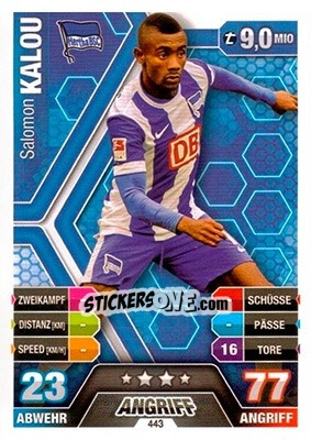 Sticker Salomon Kalou - German Fussball Bundesliga 2014-2015. Match Attax n. 443 - Topps