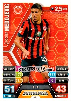 Cromo Slobodan Medojevic - German Fussball Bundesliga 2014-2015. Match Attax - Topps