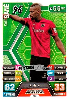 Sticker Salif Sané - German Fussball Bundesliga 2014-2015. Match Attax n. 462 - Topps