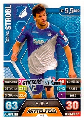 Sticker Tobias Strobl - German Fussball Bundesliga 2014-2015. Match Attax - Topps