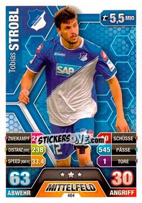 Sticker Tobias Strobl - German Fussball Bundesliga 2014-2015. Match Attax n. 464 - Topps