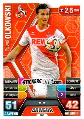 Cromo Paweł Olkowski - German Fussball Bundesliga 2014-2015. Match Attax - Topps