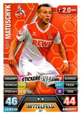 Sticker Adam Matuschyk - German Fussball Bundesliga 2014-2015. Match Attax - Topps