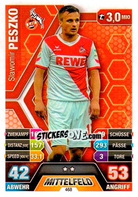 Sticker Slawomir Peszko - German Fussball Bundesliga 2014-2015. Match Attax - Topps