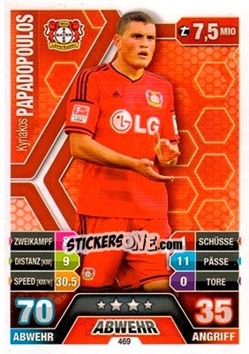 Sticker Kyriakos Papadopoulos - German Fussball Bundesliga 2014-2015. Match Attax n. 469 - Topps