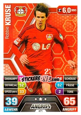 Sticker Robbie Kruse - German Fussball Bundesliga 2014-2015. Match Attax - Topps