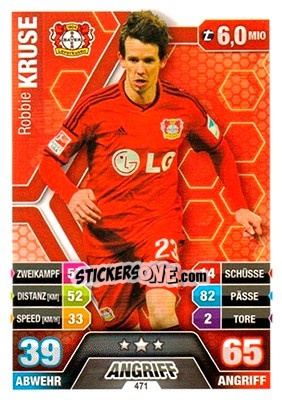 Sticker Robbie Kruse - German Fussball Bundesliga 2014-2015. Match Attax n. 471 - Topps