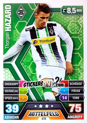 Sticker Thorgan Hazard - German Fussball Bundesliga 2014-2015. Match Attax - Topps