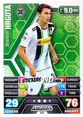 Sticker Branimir Hrgota - German Fussball Bundesliga 2014-2015. Match Attax n. 476 - Topps