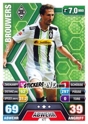 Sticker Roel Brouwers - German Fussball Bundesliga 2014-2015. Match Attax - Topps